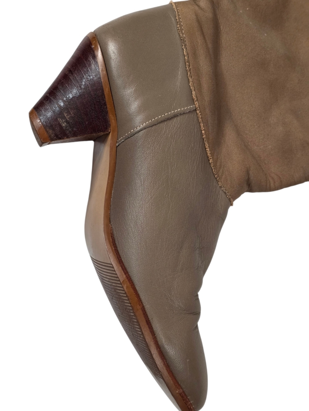 Frye 90s Y2K Slouch Boots Brown Taupe Leather Suede Mid Calf USA Women Size 6 - Picture 12 of 16